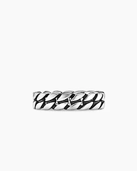 Curb Chain Band Ring Sterling Silver, 6mm