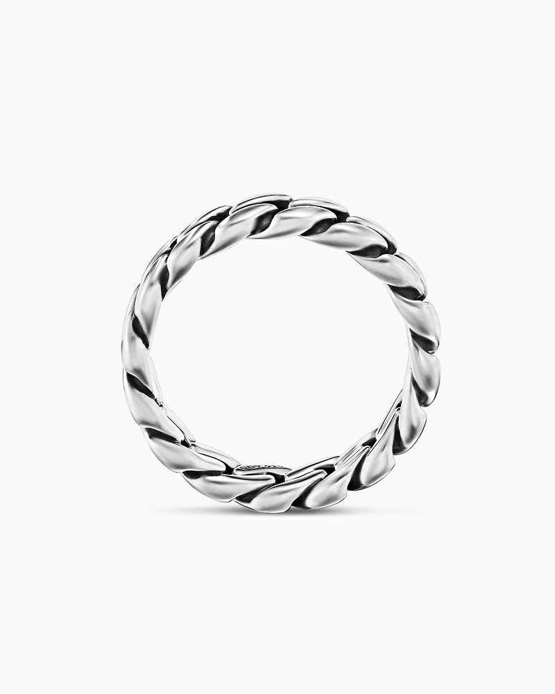 Curb Chain Band Ring Sterling Silver, 6mm