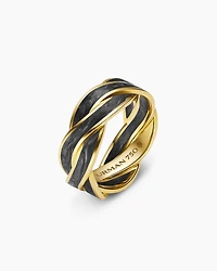DY Helios™ Band Ring 18K Yellow Gold with Forged Carbon, 9mm