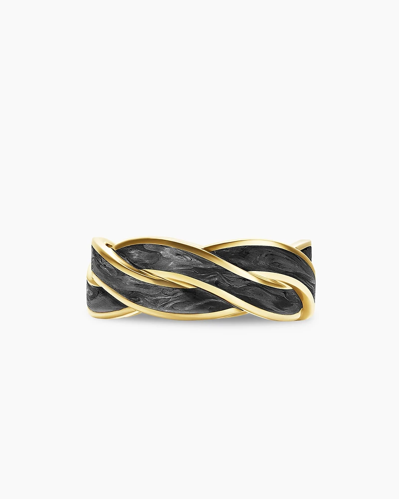 DY Helios™ Band Ring 18K Yellow Gold with Forged Carbon, 9mm