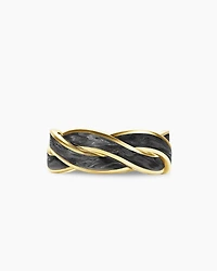 DY Helios™ Band Ring 18K Yellow Gold with Forged Carbon, 9mm