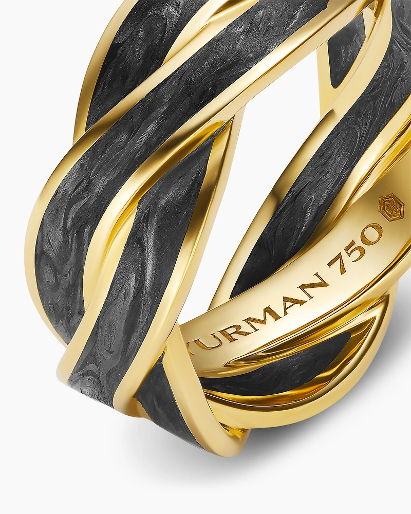 DY Helios™ Band Ring 18K Yellow Gold with Forged Carbon, 9mm