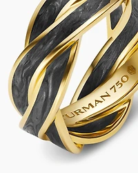DY Helios™ Band Ring 18K Yellow Gold with Forged Carbon, 9mm