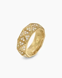 Pyramid Band Ring 18K Yellow Gold with Diamonds, 8mm