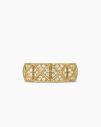 Pyramid Band Ring 18K Yellow Gold with Diamonds, 8mm