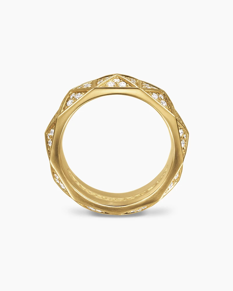 Pyramid Band Ring 18K Yellow Gold with Diamonds, 8mm