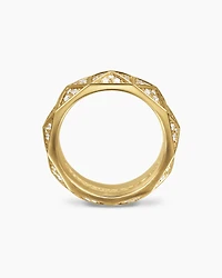 Pyramid Band Ring 18K Yellow Gold with Diamonds, 8mm