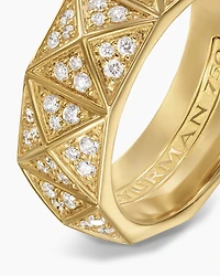Pyramid Band Ring 18K Yellow Gold with Diamonds, 8mm