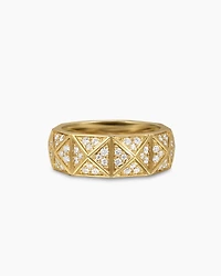 Pyramid Band Ring 18K Yellow Gold with Diamonds, 8mm