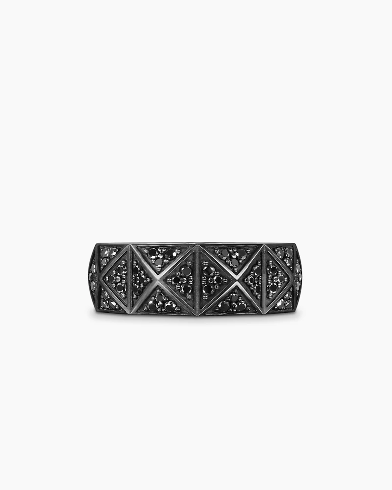 Pyramid Band Ring Black Titanium with Diamonds, 8mm