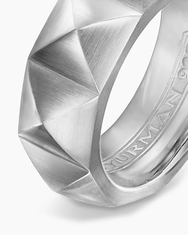 Pyramid Band Ring Sterling Silver, 8mm