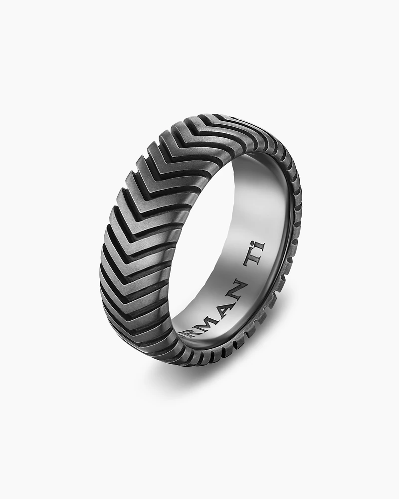 Chevron Band Ring Titanium