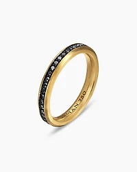 Beveled Band Ring 18K Yellow Gold with Black Diamonds, 3.5mm