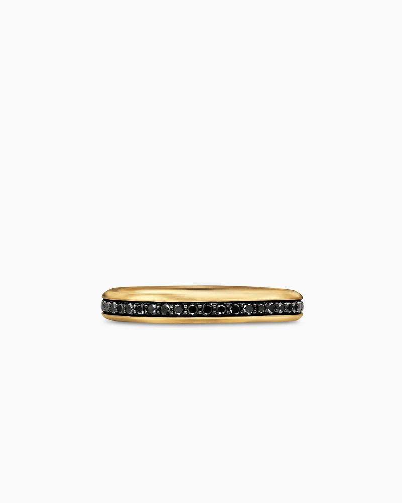 Beveled Band Ring 18K Yellow Gold with Black Diamonds, 3.5mm