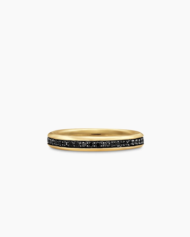 Beveled Band Ring 18K Yellow Gold with Black Diamonds, 3.5mm