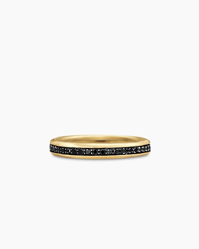 Beveled Band Ring 18K Yellow Gold with Black Diamonds, 3.5mm