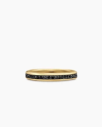 Beveled Band Ring 18K Yellow Gold with Black Diamonds, 3.5mm