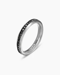 Beveled Band Ring in 18K White Gold with Black Diamonds, 3.5mm