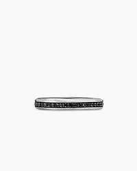 Beveled Band Ring in 18K White Gold with Black Diamonds, 3.5mm