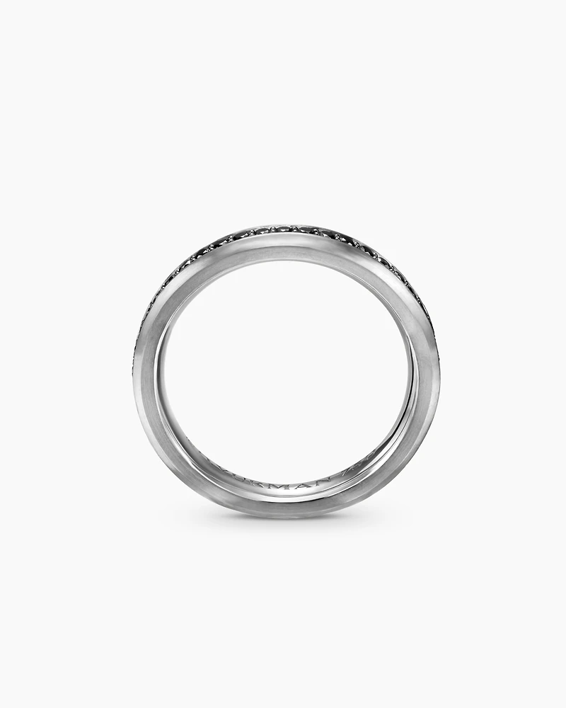 Beveled Band Ring in 18K White Gold with Black Diamonds, 3.5mm