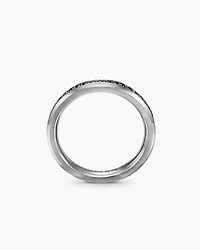 Beveled Band Ring in 18K White Gold with Black Diamonds, 3.5mm