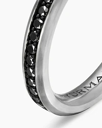 Beveled Band Ring in 18K White Gold with Black Diamonds, 3.5mm