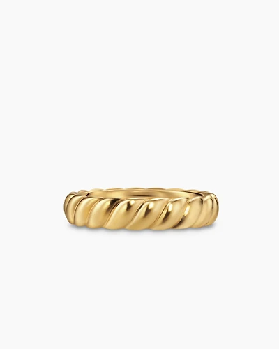 Sculpted Cable Band Ring 18K Yellow Gold, 5mm
