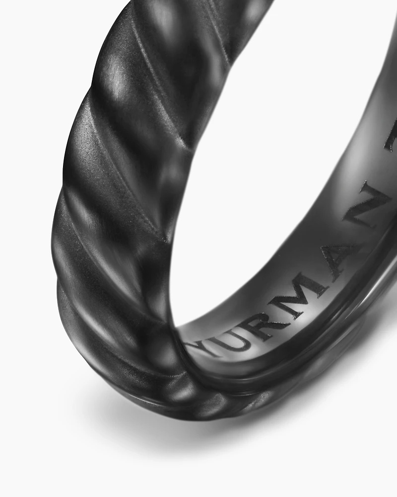 Sculpted Cable Band Ring Black Titanium