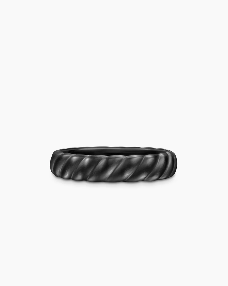 Sculpted Cable Band Ring Black Titanium