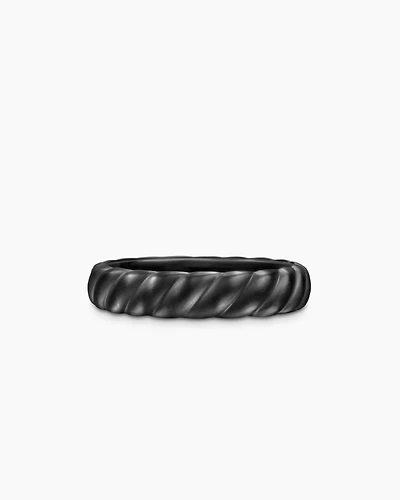 Sculpted Cable Band Ring Black Titanium