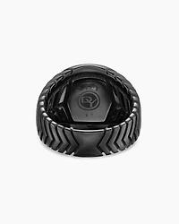 Chevron Signet Ring Black Titanium, 18mm
