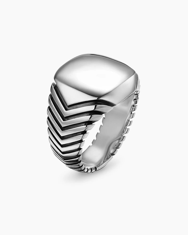Chevron Signet Ring Sterling Silver, 18mm