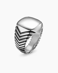 Chevron Signet Ring Sterling Silver, 18mm