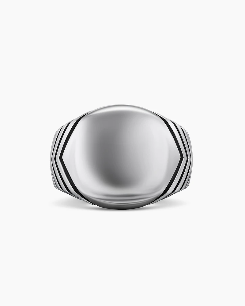Chevron Signet Ring Sterling Silver, 18mm