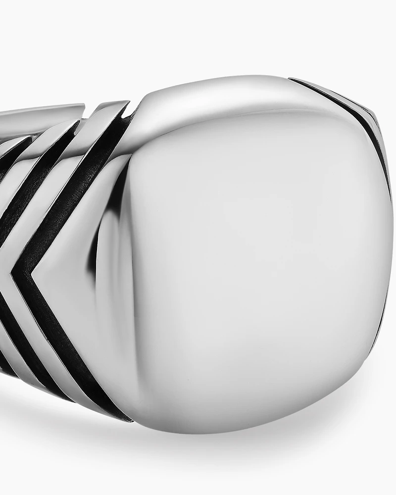 Chevron Signet Ring Sterling Silver, 18mm