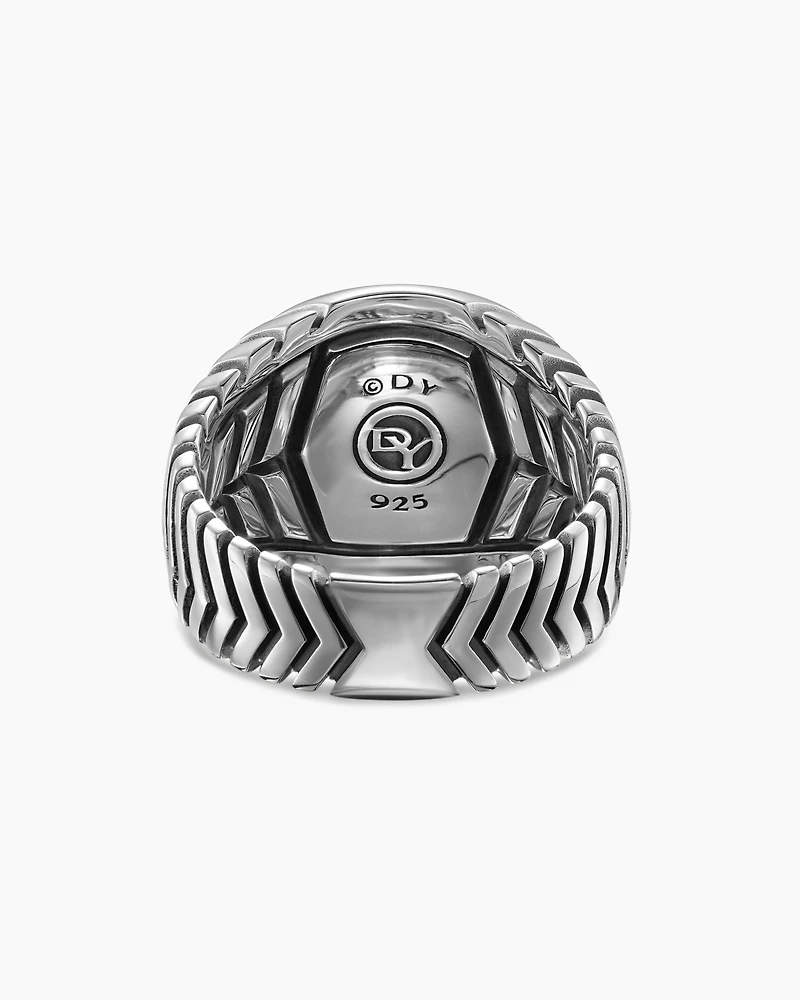 Chevron Signet Ring Sterling Silver, 18mm