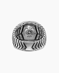 Chevron Signet Ring Sterling Silver, 18mm