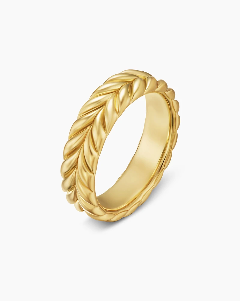 Chevron Band Ring 18K Yellow Gold, 6.2mm