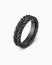 Chevron Band Ring Black Titanium
