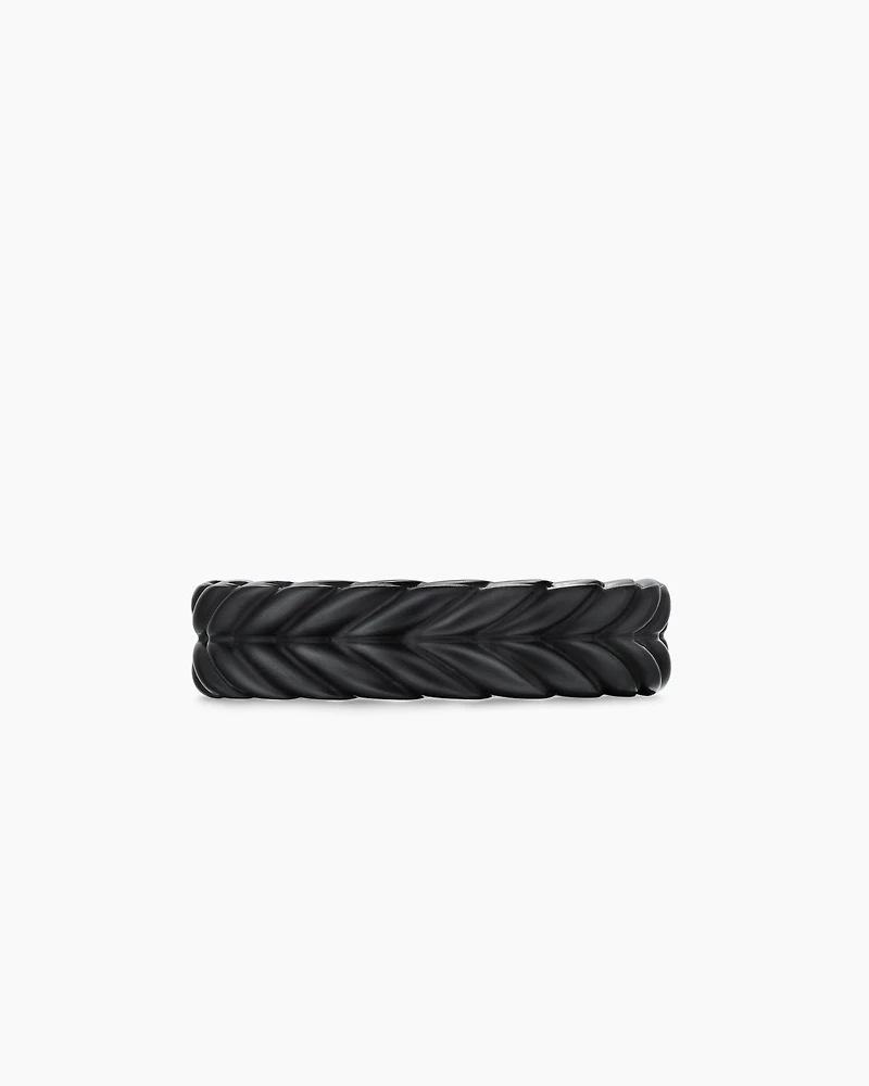 Chevron Band Ring Black Titanium