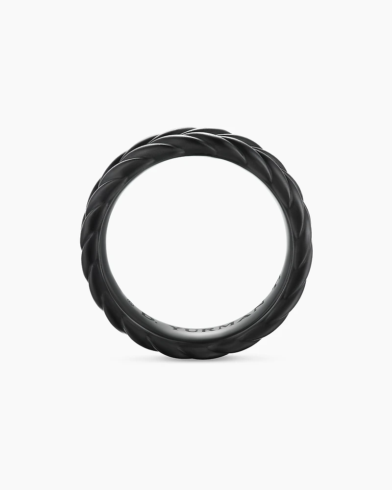 Chevron Band Ring Black Titanium