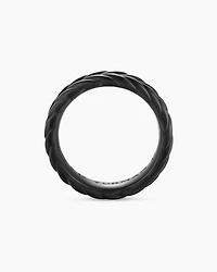 Chevron Band Ring Black Titanium