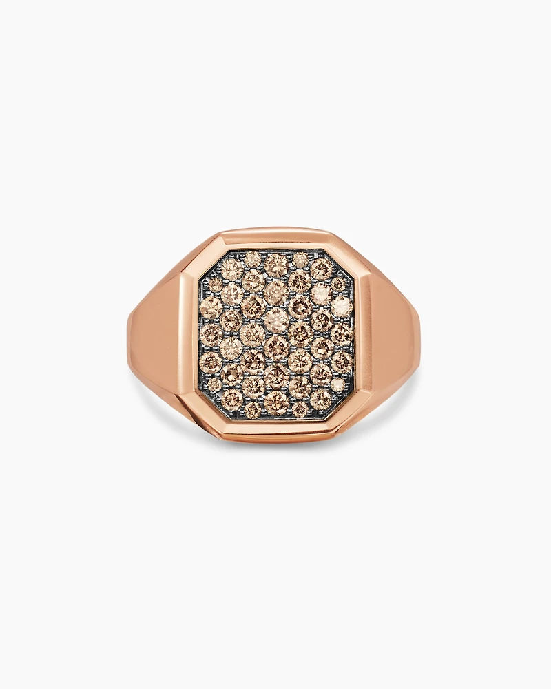 Streamline® Signet Ring in 18K Rose Gold with Cognac Diamonds, 18mm