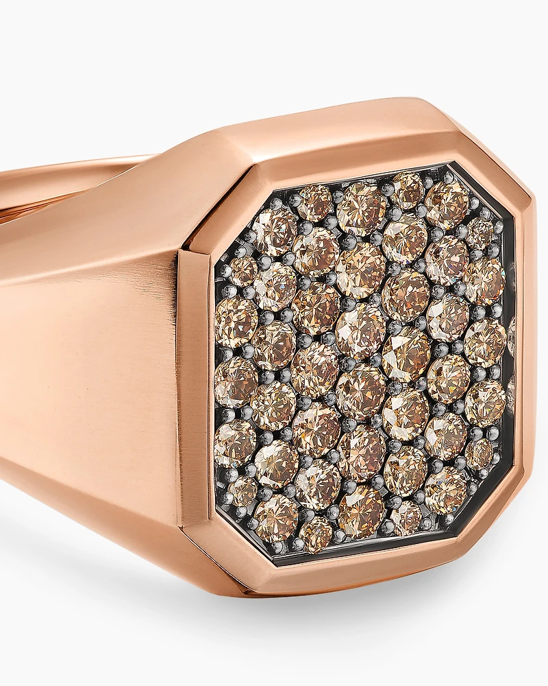Streamline® Signet Ring in 18K Rose Gold with Cognac Diamonds, 18mm