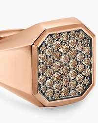 Streamline® Signet Ring in 18K Rose Gold with Cognac Diamonds, 18mm