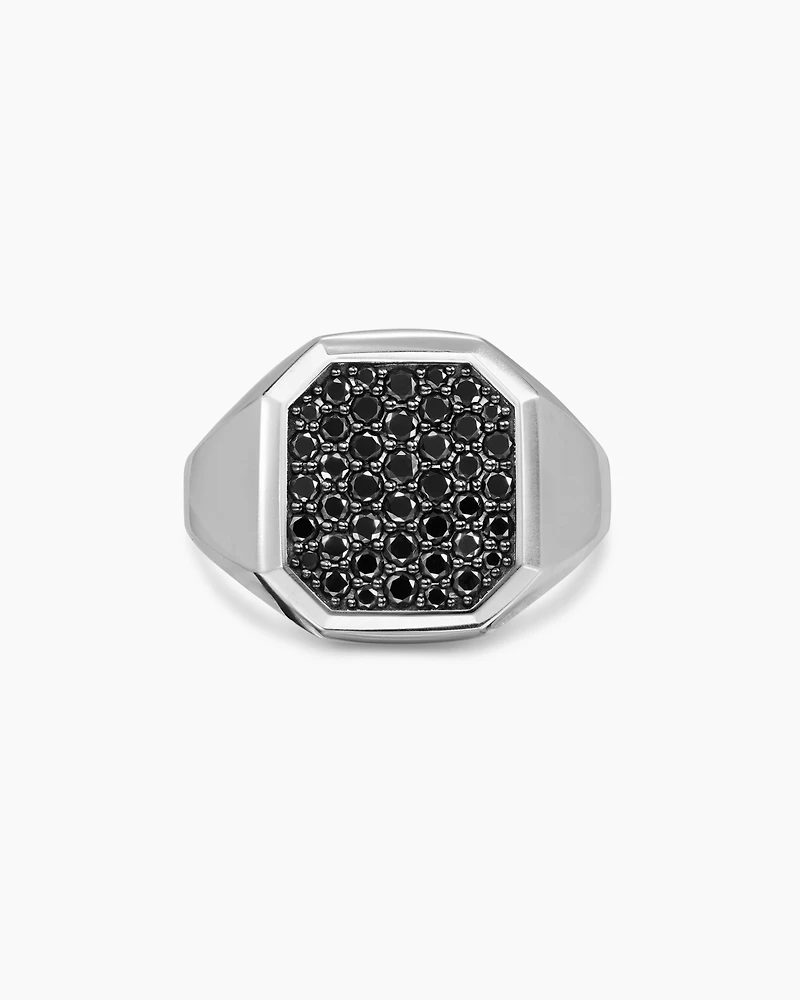 Streamline® Signet Ring Sterling Silver with Black Diamonds