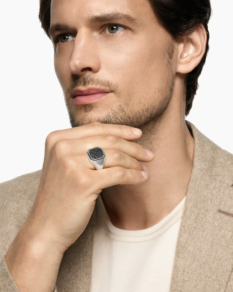 Streamline® Signet Ring Sterling Silver with Black Diamonds