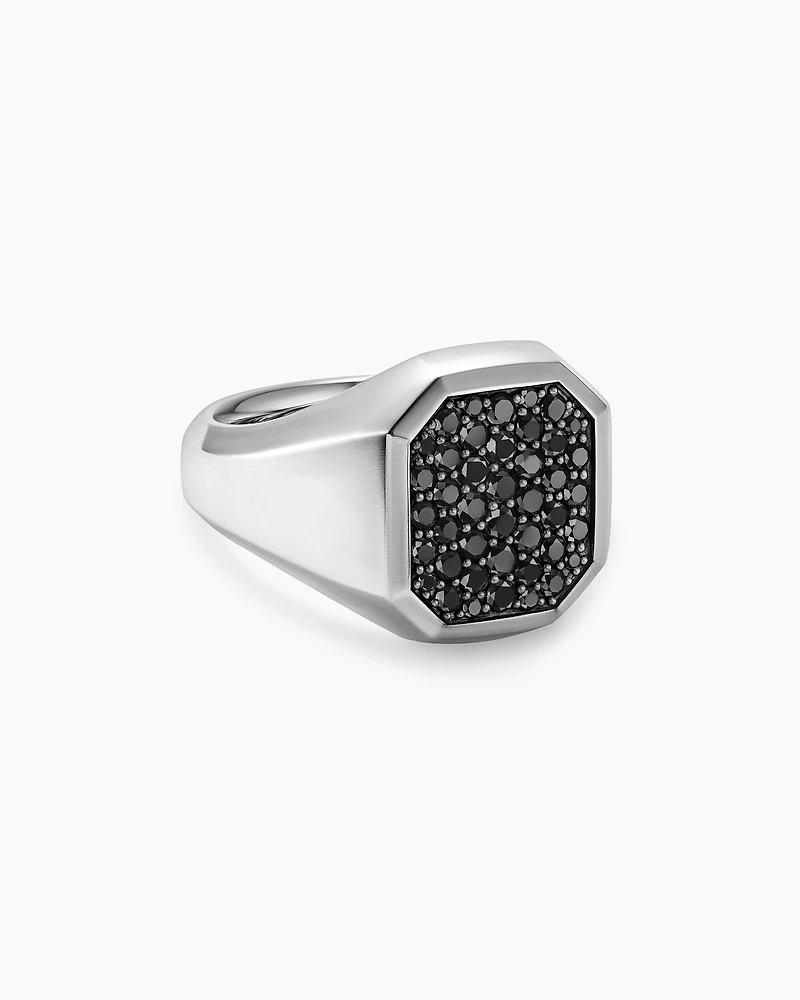 Streamline® Signet Ring Sterling Silver with Black Diamonds