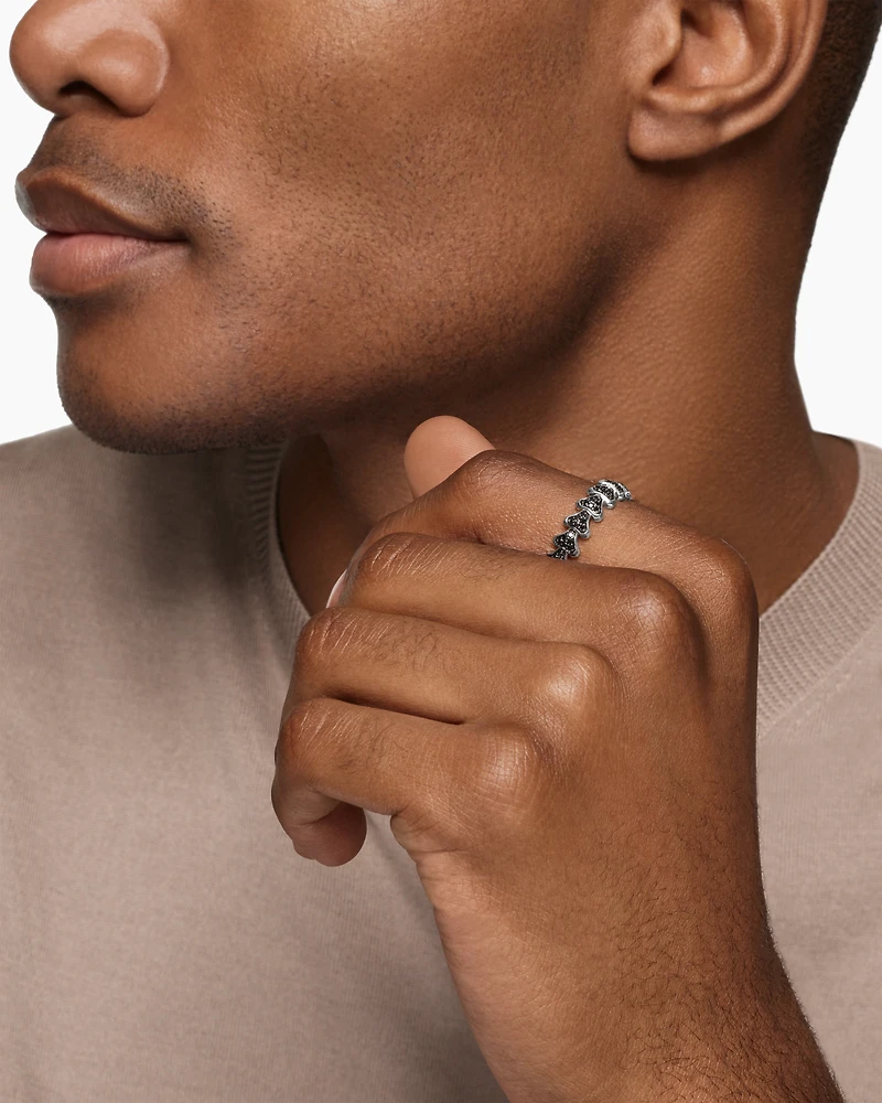 Armory® Band Ring Sterling Silver with Black Diamonds, 6.2mm