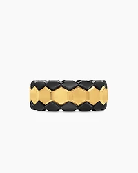 Hex Stack Ring 18K Yellow Gold with Black Titanium, 9.3mm